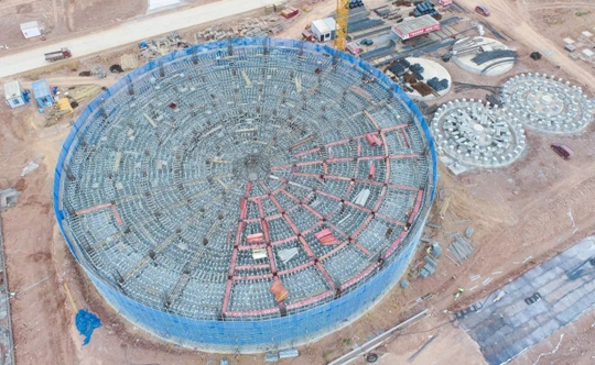 邦普宜化項目標(biāo)志性建筑“鳥巢”初具雛形！(圖1)